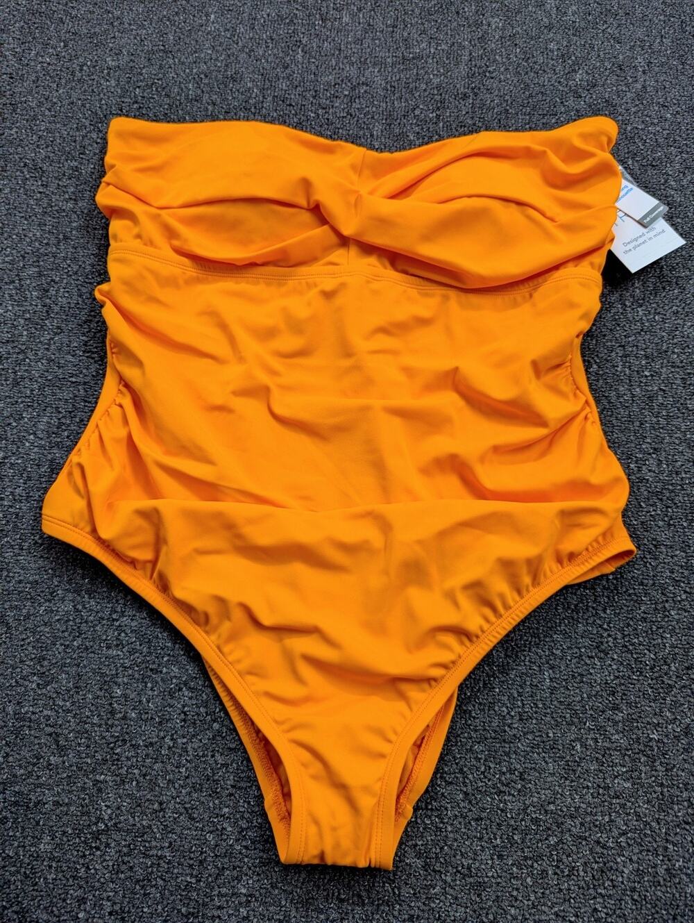 Time & Tru Womens Orange Removable Straps One Piece Bathing Suit Size XL 16-18